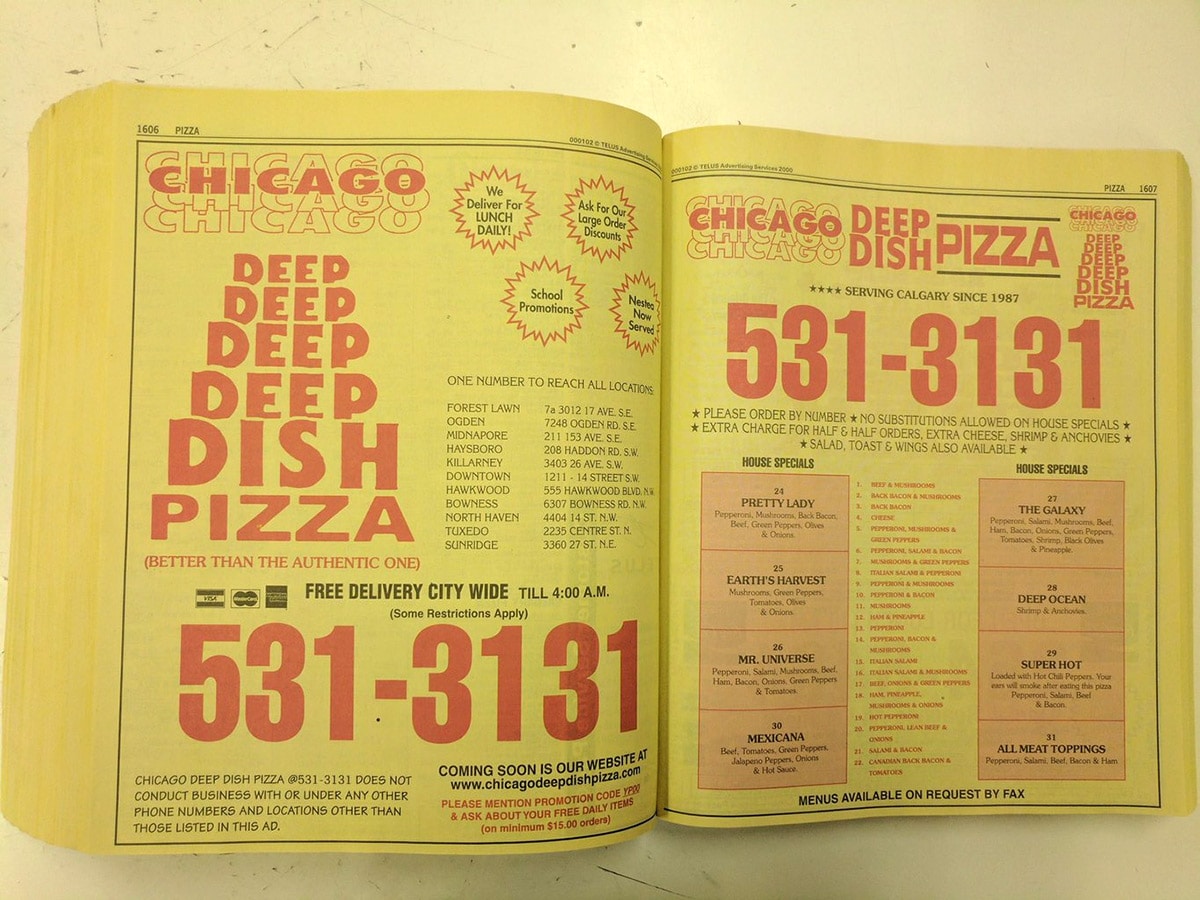 Chicago Deep Dish Pizza Phonebook