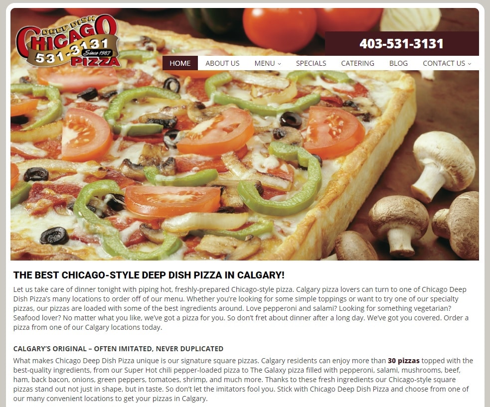 Chicago Deep Dish Pizza Website