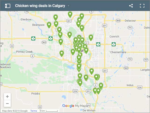 Wings in Calgary Google Map