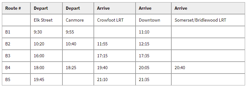 Banff Without A Car On-it Regional Transit Schedule