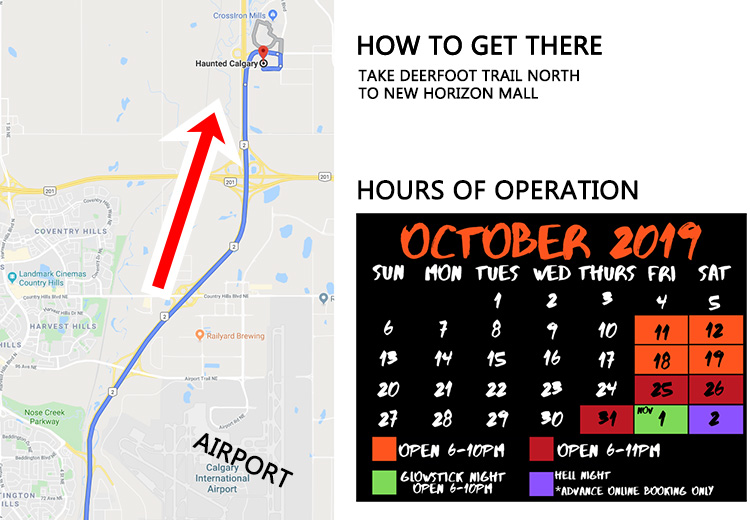 how to get to haunted Calgary in New Horizons Mall