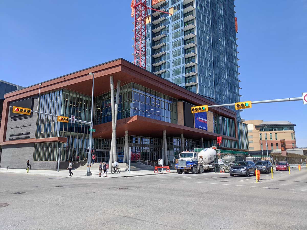 Real Canadian Superstore East Village in Calgary - A view from outside, the south corner, where the elevators are