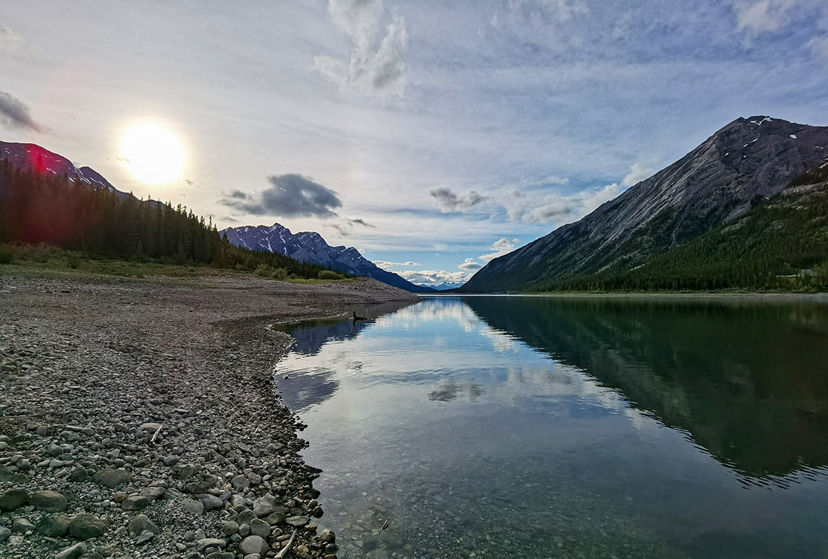 Getting started fishing in Alberta, header image of Spray Lakes Reservoir