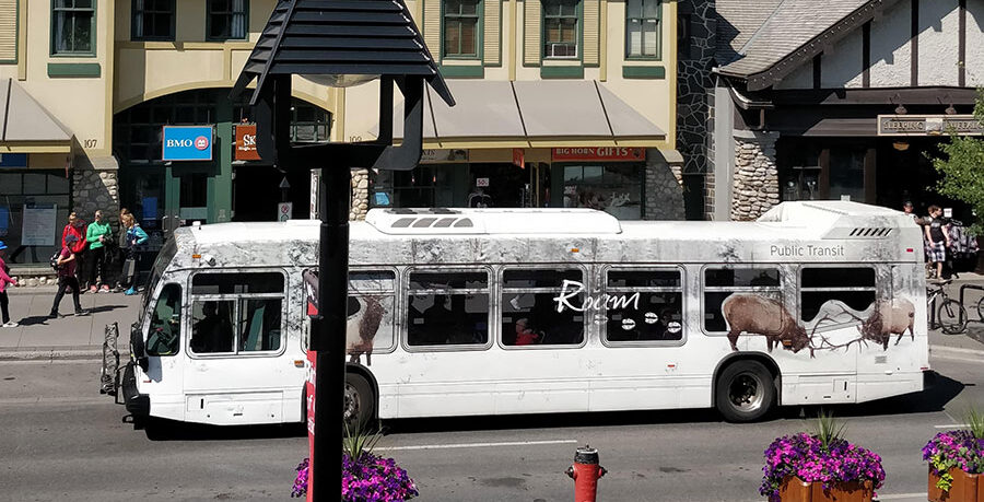 Guide To The Banff Gondola ROAM transit bus outside