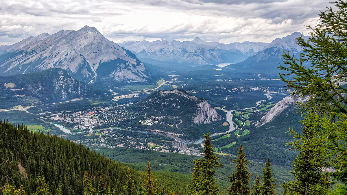 View Of Town Of Banff Valley from The Banff Gondola Observation Deck
