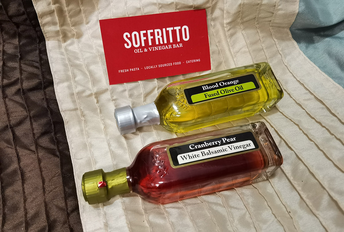 Best of Calgary Foods - Soffritto Oil and Vinegar bar blood orange fused olive oil cranberry pear white balsamic vinegar